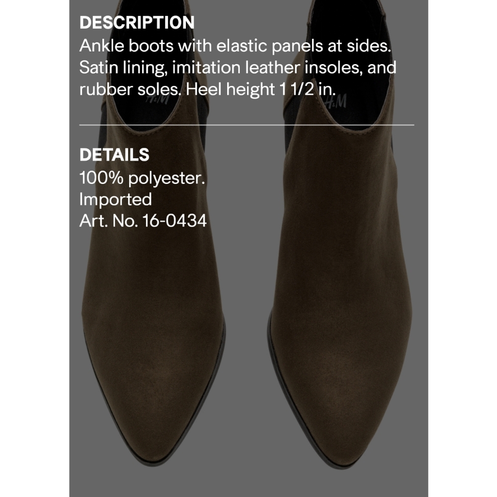H&M Faux Suede Chelsea Ankle Boots With Elastic Side Panels Women's Size 6 - Picture 14 of 14